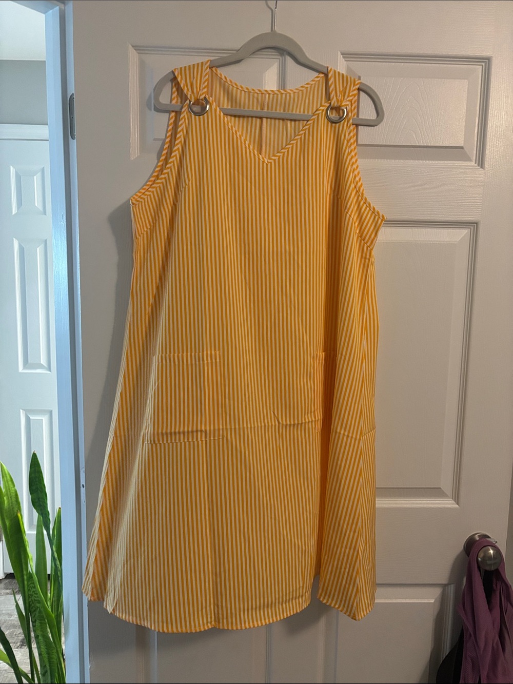 Lightweight Orange Striped Dress with Ring-Detail Straps